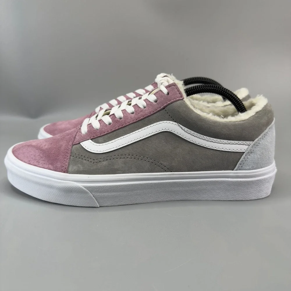 Vans Old Skool Mens 9.5 9 1/2 Pink Gray Blue Shoes Sherpa Suede Water Repellent - Picture 4 of 16